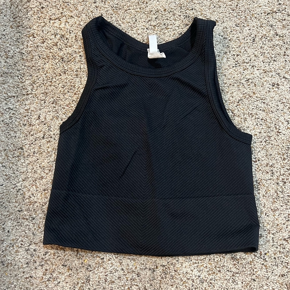 black high neck cropped tank // one size
